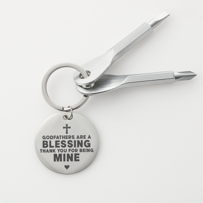 Godfathers Are A Blessing Thank You For Being Mine - Screwdriver Keychain - JustFamilyThings
