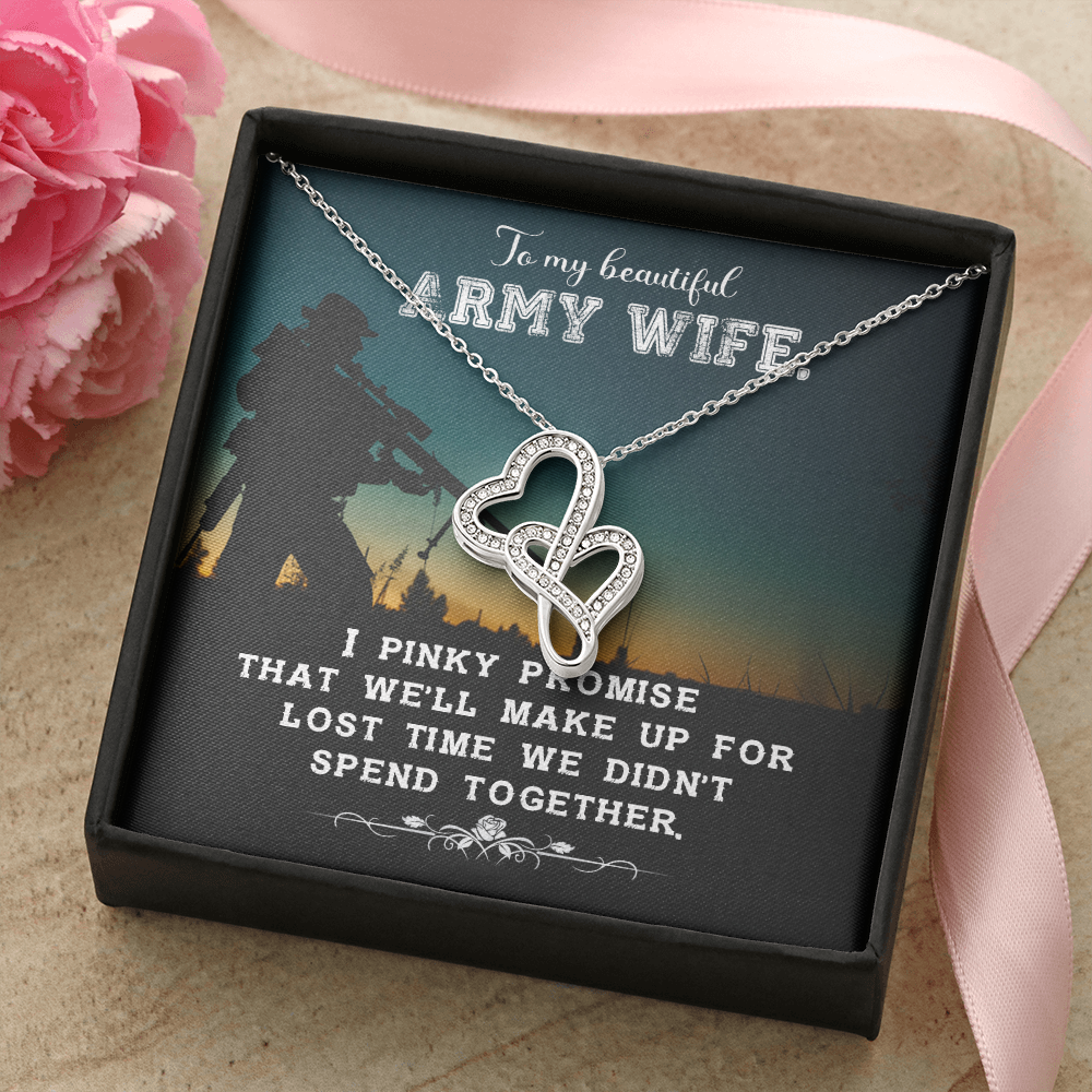 to my Army wife - Double Heart Necklace - JustFamilyThings