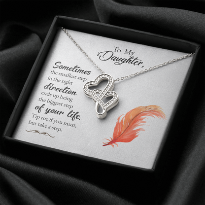 To my daughter - Sometimes the smallest step - Double Heart Necklace - JustFamilyThings