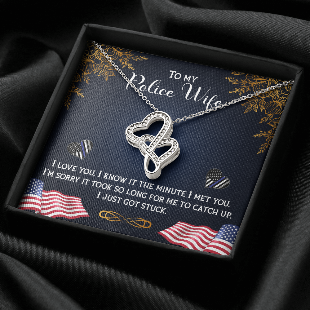 to my Police wife - Double Heart Necklace - JustFamilyThings
