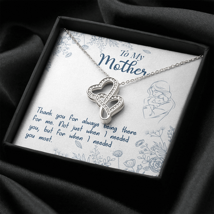 To My Mom - thank you for always being there - Double Heart Necklace - JustFamilyThings