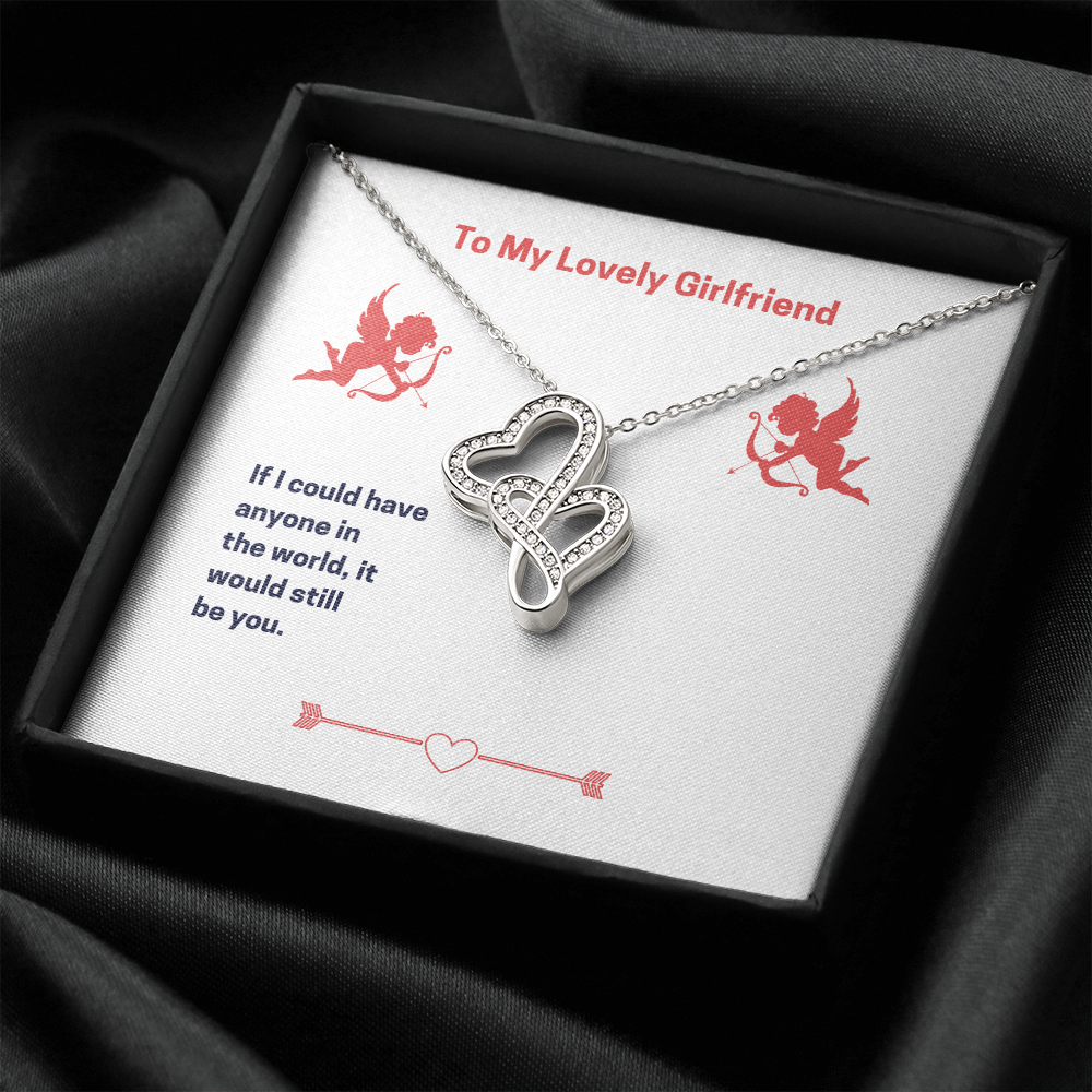 To My Lovely Girlfriend (Valentine's) - Double Heart Necklace - JustFamilyThings