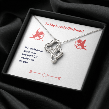To My Lovely Girlfriend (Valentine's) - Double Heart Necklace - JustFamilyThings