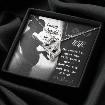 Happy Mother's day dear wife - Double Heart Necklace - JustFamilyThings