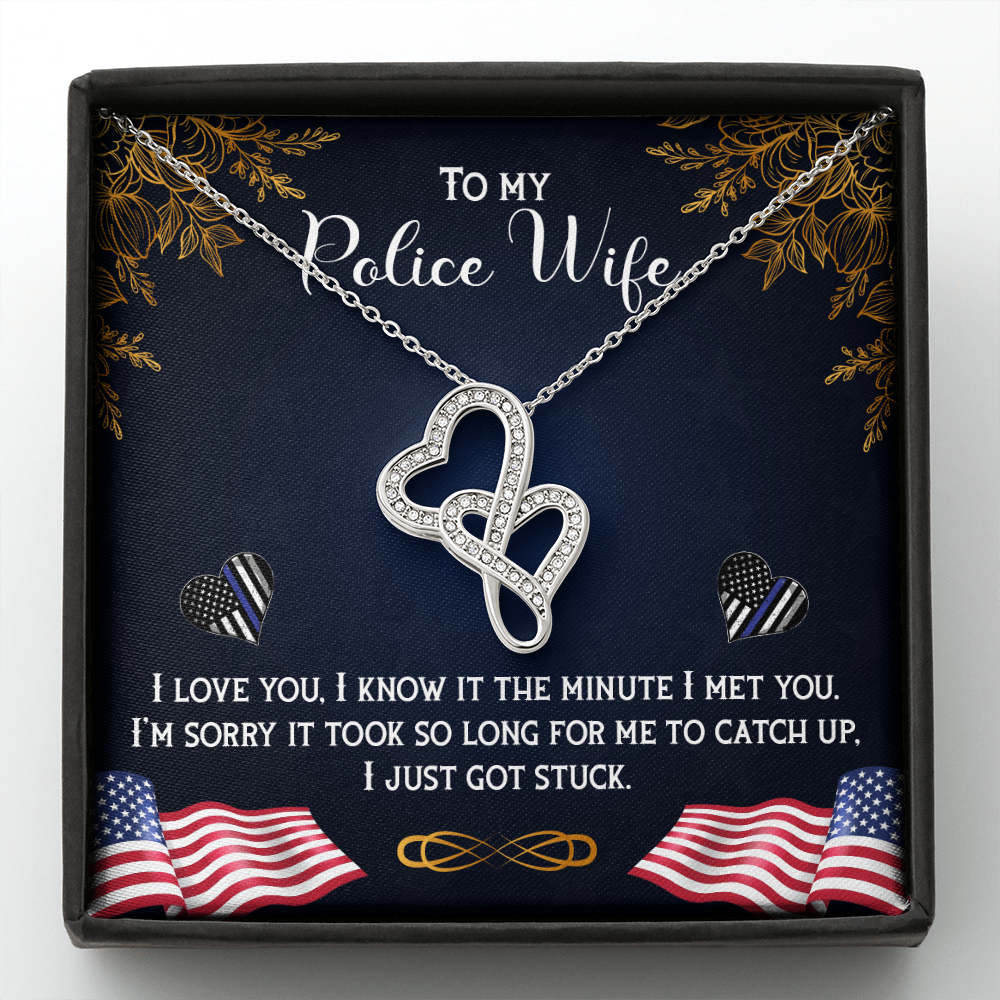 to my Police wife - Double Heart Necklace - JustFamilyThings