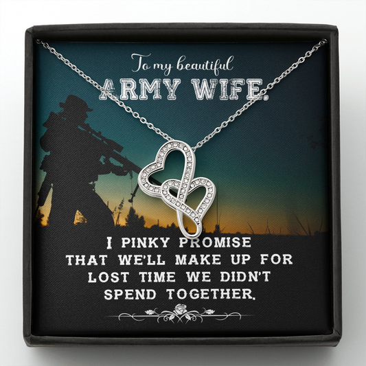 to my Army wife - Double Heart Necklace - JustFamilyThings