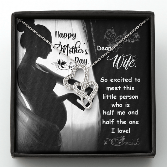 Happy Mother's day dear wife - Double Heart Necklace - JustFamilyThings