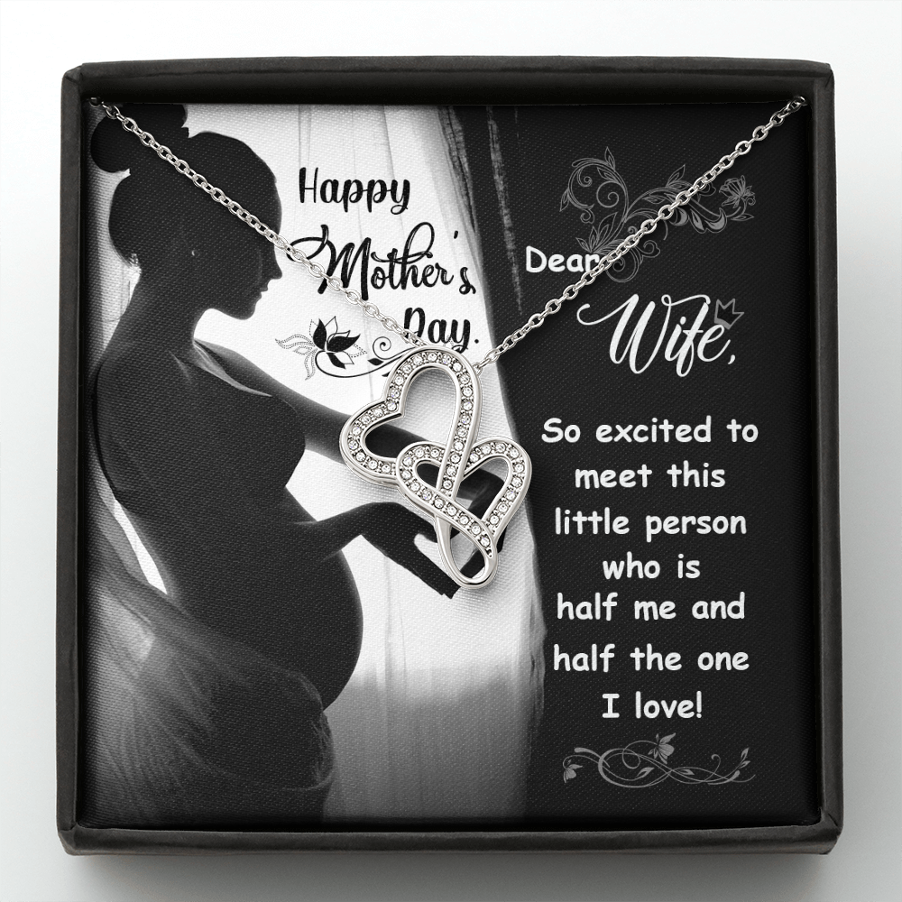 Happy Mother's day dear wife - Double Heart Necklace - JustFamilyThings