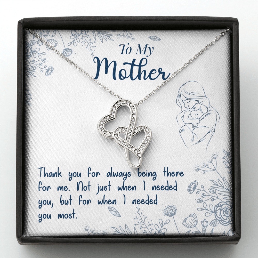 To My Mom - thank you for always being there - Double Heart Necklace - JustFamilyThings