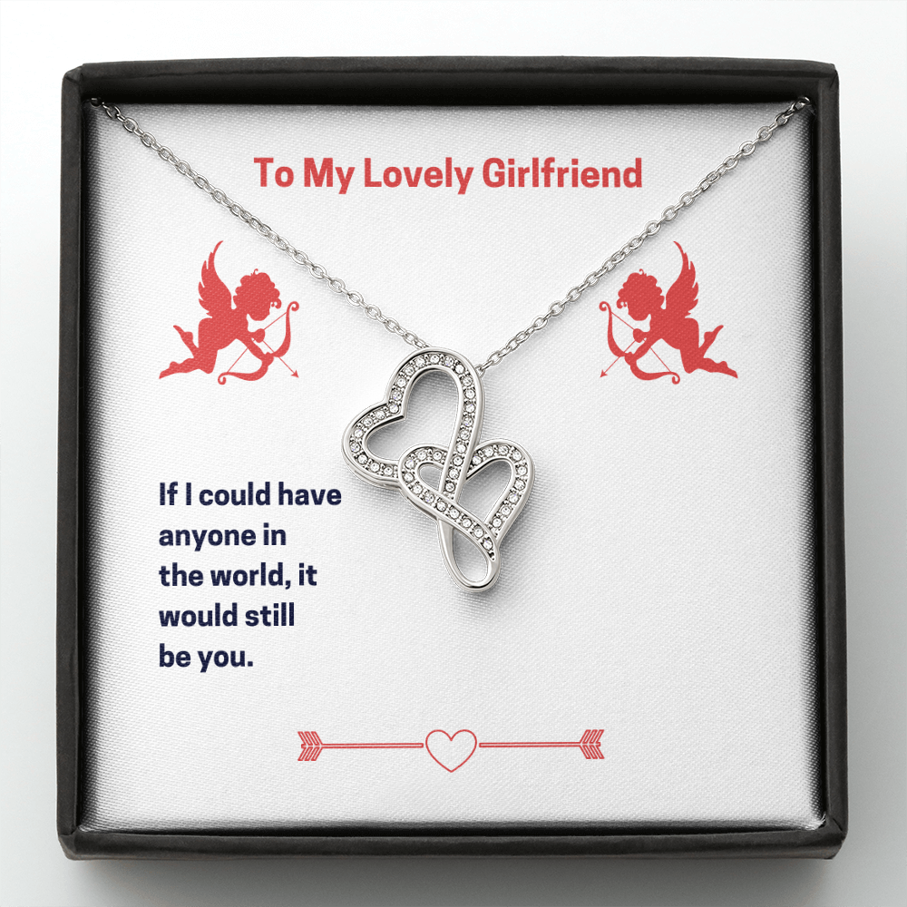 To My Lovely Girlfriend (Valentine's) - Double Heart Necklace - JustFamilyThings
