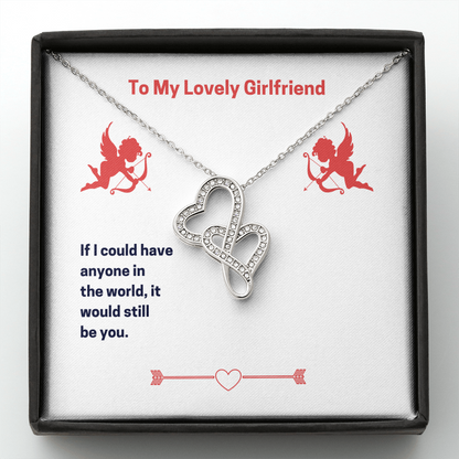 To My Lovely Girlfriend (Valentine's) - Double Heart Necklace - JustFamilyThings