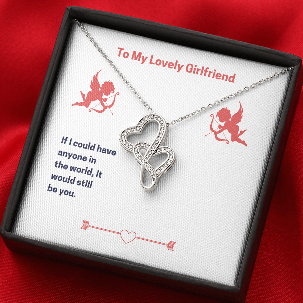 To My Lovely Girlfriend (Valentine's) - Double Heart Necklace - JustFamilyThings