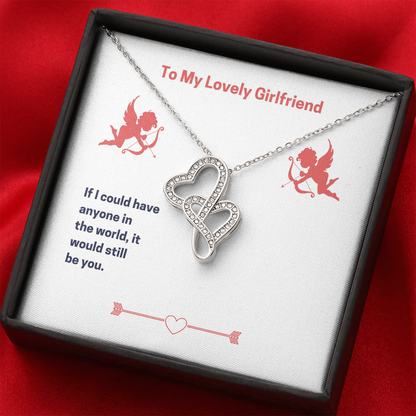 To My Lovely Girlfriend (Valentine's) - Double Heart Necklace - JustFamilyThings