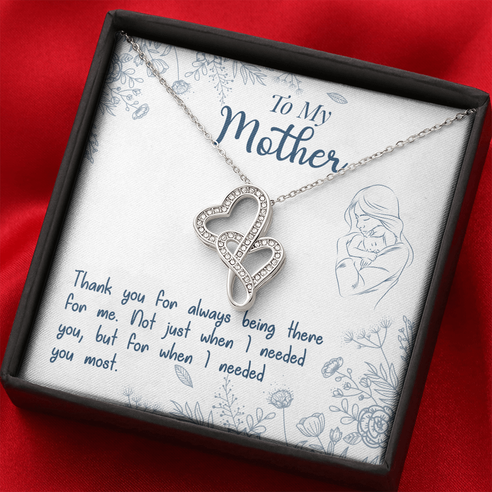 To My Mom - thank you for always being there - Double Heart Necklace - JustFamilyThings