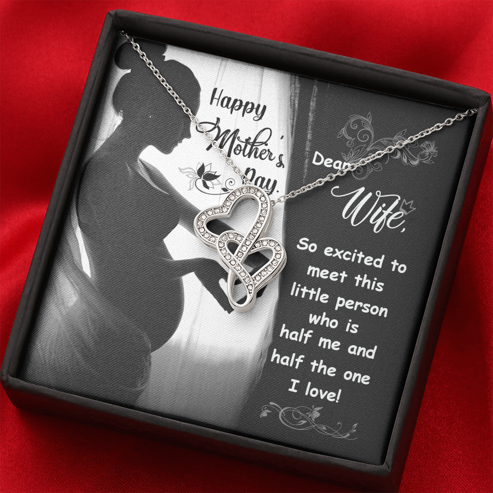 Happy Mother's day dear wife - Double Heart Necklace - JustFamilyThings
