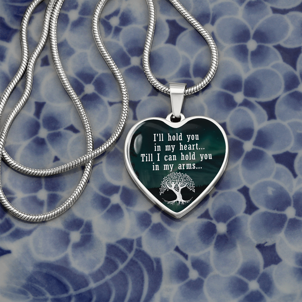 I'll hold you in my heart - Graphic Heart Necklace - JustFamilyThings