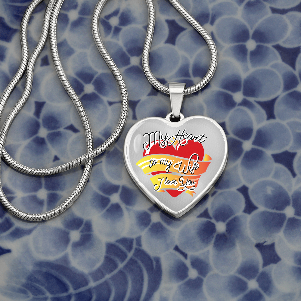 My heart to my wife - Graphic Heart Necklace - JustFamilyThings