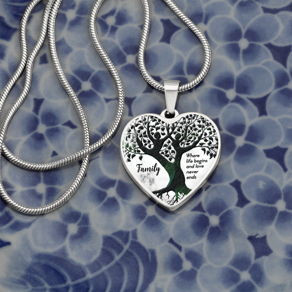 Family, Where life begins - Graphic Heart Necklace - JustFamilyThings