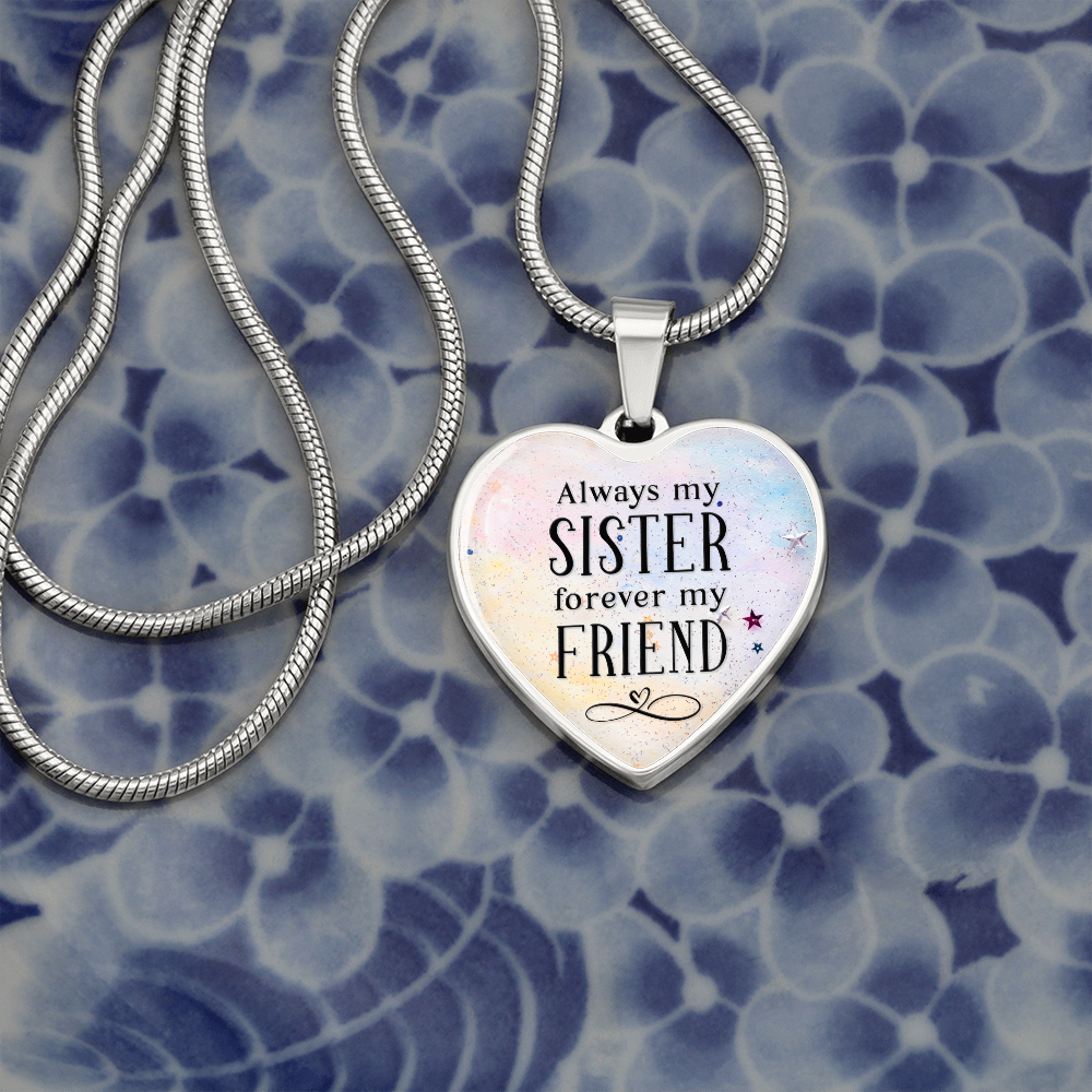 Always my sister - Graphic Heart Necklace - JustFamilyThings