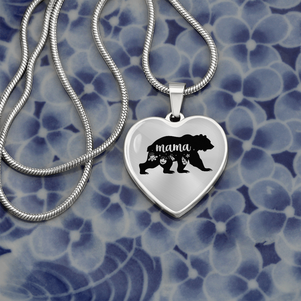 Mama bear - Graphic Heart Necklace - JustFamilyThings