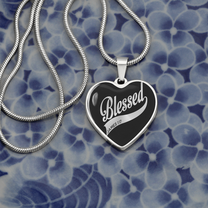 Blessed - Graphic Heart Necklace - JustFamilyThings