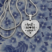 Load image into Gallery viewer, Best mom ever - Graphic Heart Necklace - JustFamilyThings
