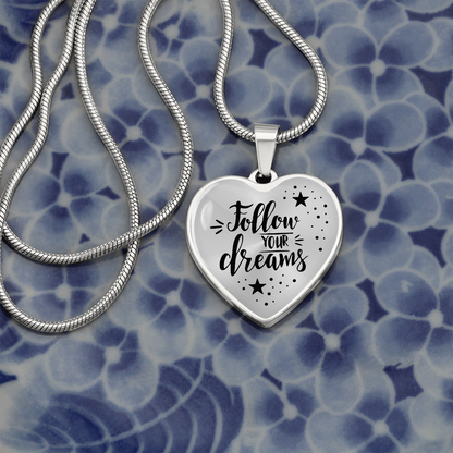 Follow your dreams - Graphic Heart Necklace - JustFamilyThings