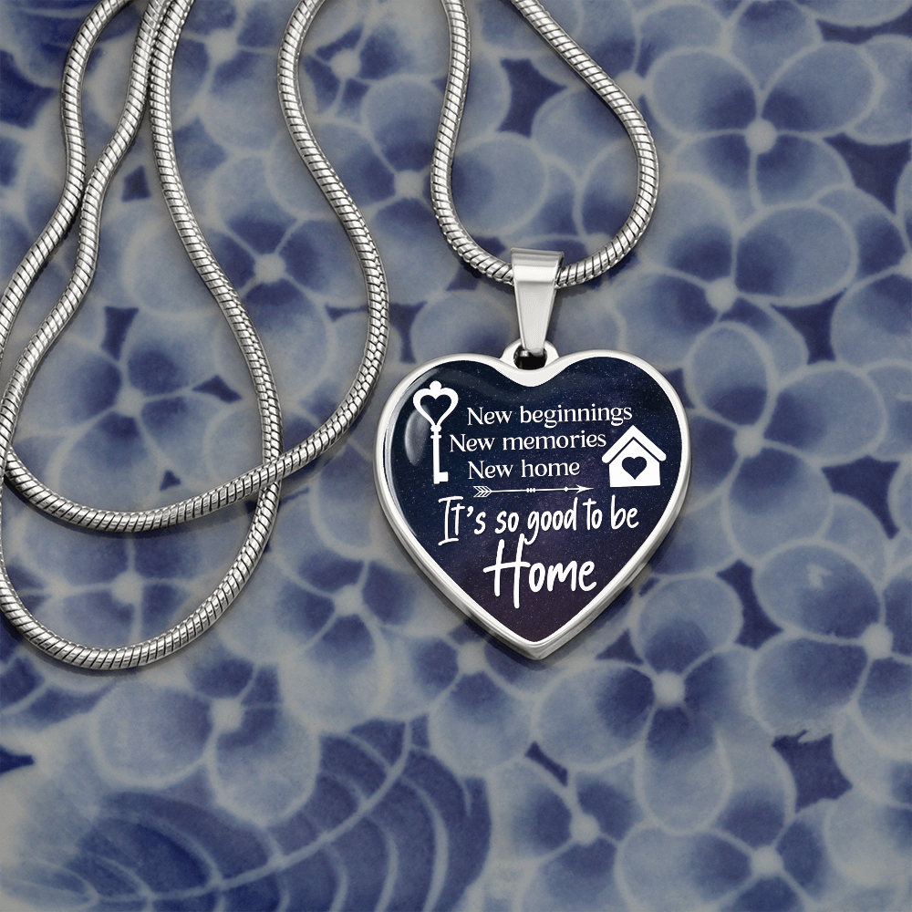 New beginnings, New home - Graphic Heart Necklace - JustFamilyThings