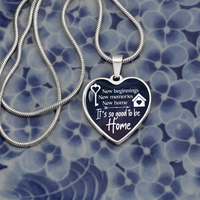 Load image into Gallery viewer, New beginnings, New home - Graphic Heart Necklace - JustFamilyThings
