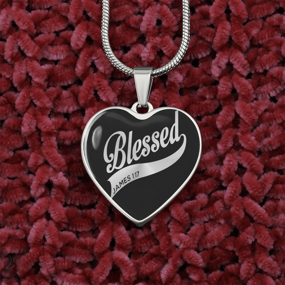 Blessed - Graphic Heart Necklace - JustFamilyThings