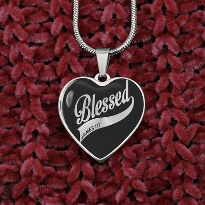 Blessed - Graphic Heart Necklace - JustFamilyThings