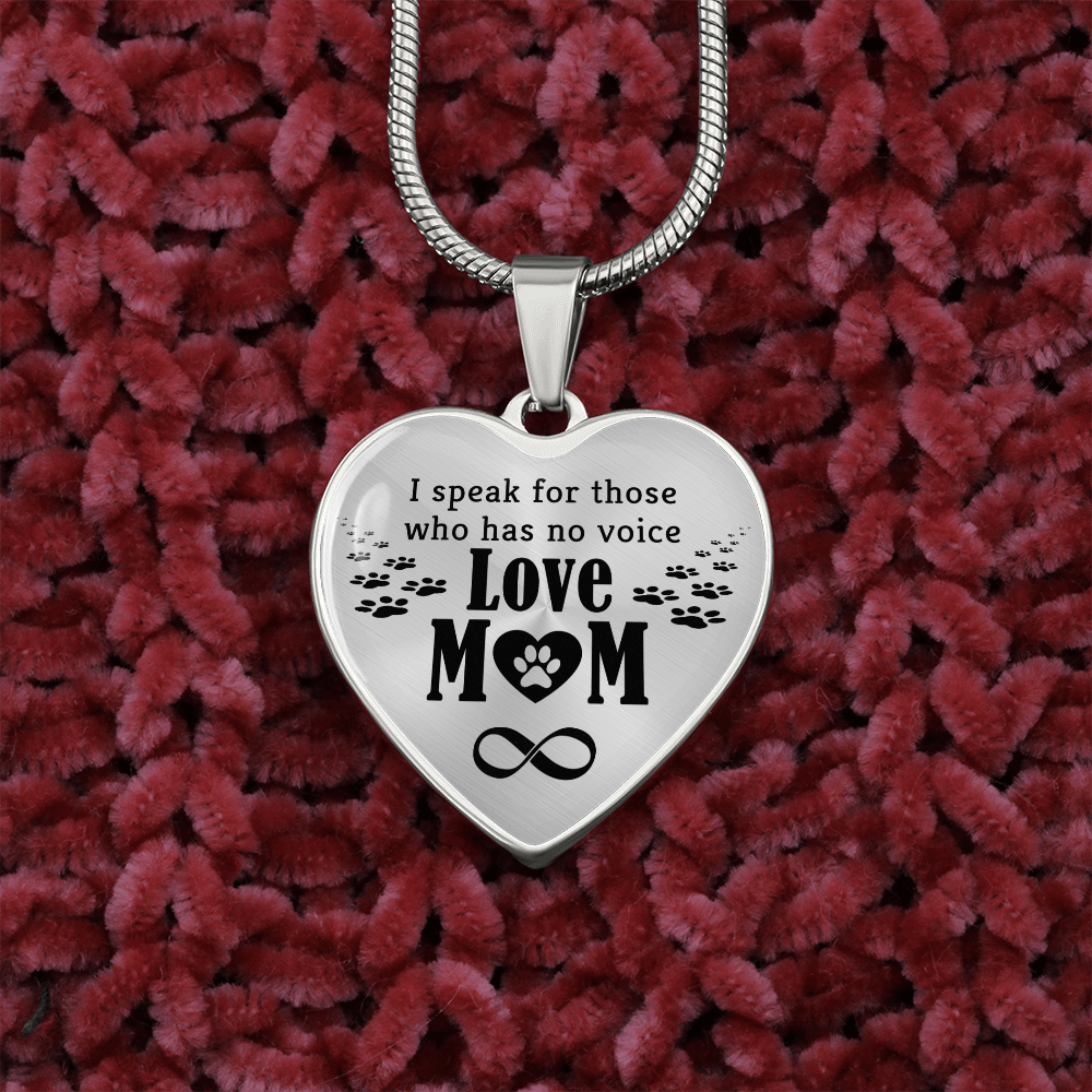 I speak for those who has no voice - Graphic Heart Necklace - JustFamilyThings