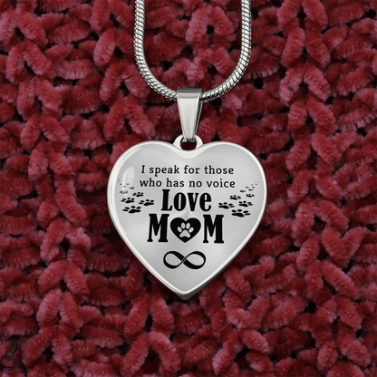 I speak for those who has no voice - Graphic Heart Necklace - JustFamilyThings