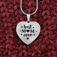 Load image into Gallery viewer, Best mom ever - Graphic Heart Necklace - JustFamilyThings
