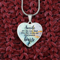Load image into Gallery viewer, Smile - Graphic Heart Necklace - JustFamilyThings
