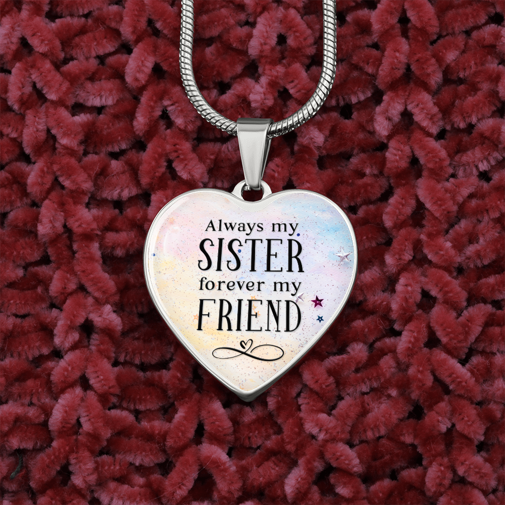 Always my sister - Graphic Heart Necklace - JustFamilyThings