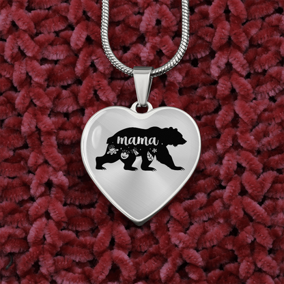 Mama bear - Graphic Heart Necklace - JustFamilyThings