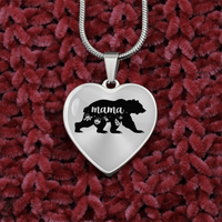 Load image into Gallery viewer, Mama bear - Graphic Heart Necklace - JustFamilyThings
