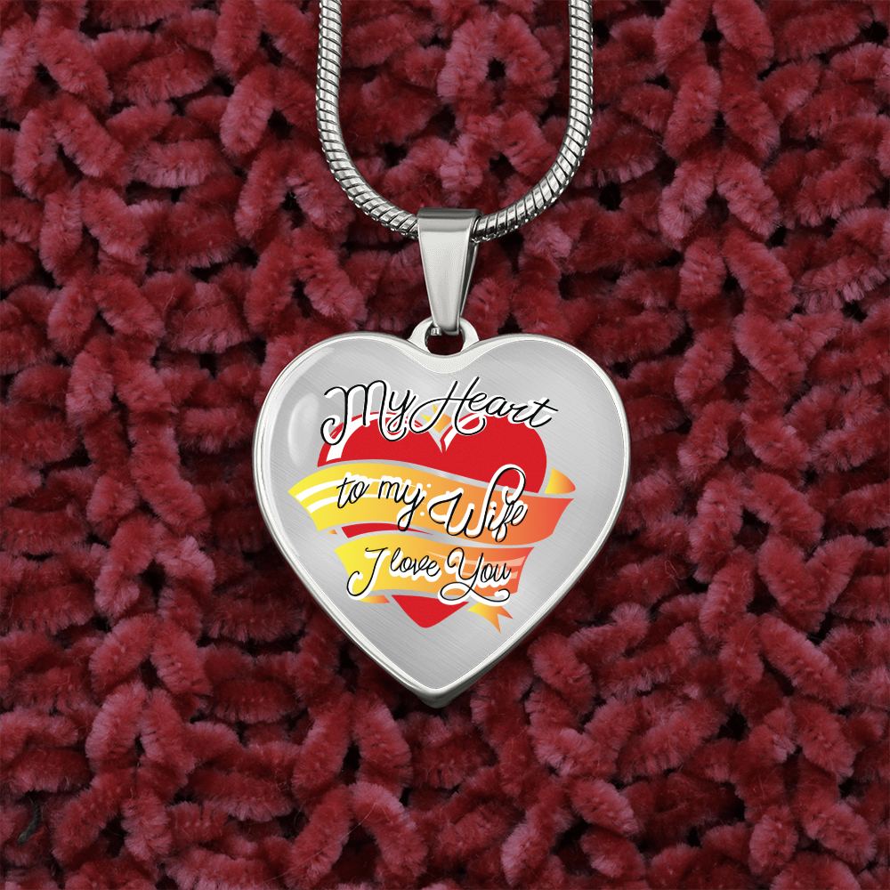 My heart to my wife - Graphic Heart Necklace - JustFamilyThings