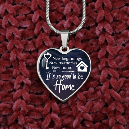 New beginnings, New home - Graphic Heart Necklace - JustFamilyThings
