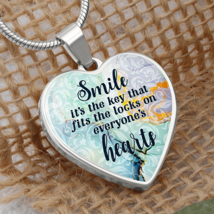 Smile - Graphic Heart Necklace - JustFamilyThings