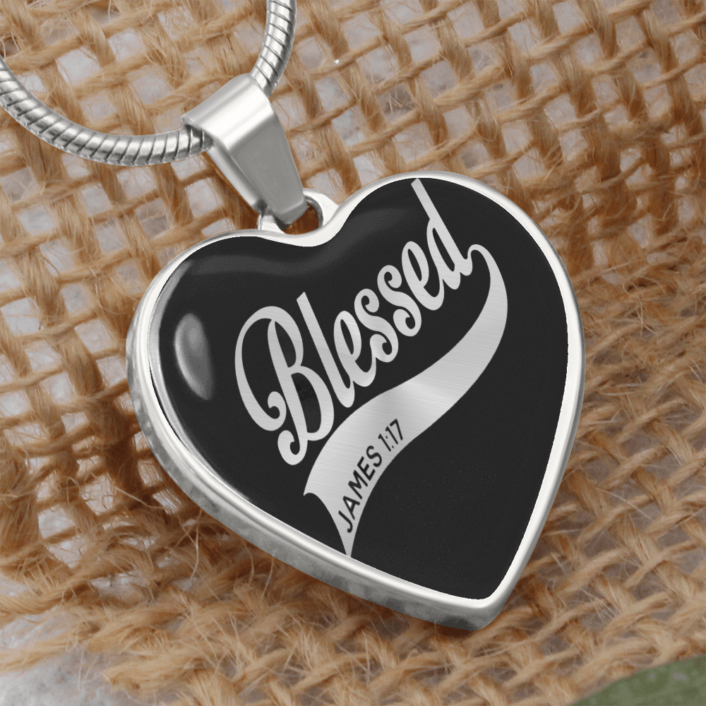 Blessed - Graphic Heart Necklace - JustFamilyThings