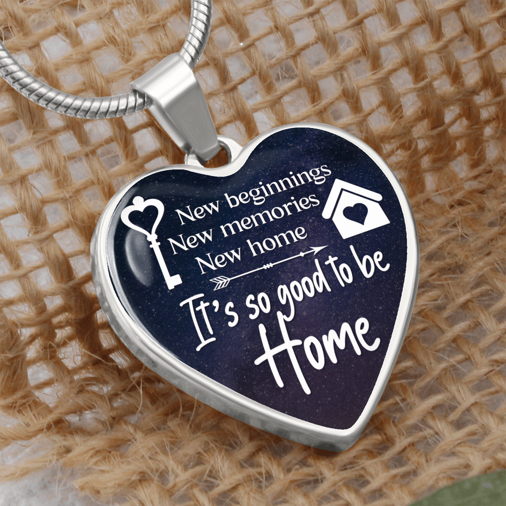 New beginnings, New home - Graphic Heart Necklace - JustFamilyThings