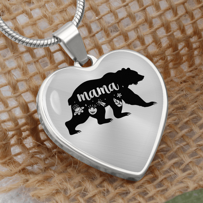 Mama bear - Graphic Heart Necklace - JustFamilyThings