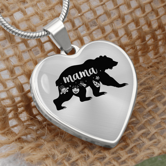 Mama bear - Graphic Heart Necklace - JustFamilyThings
