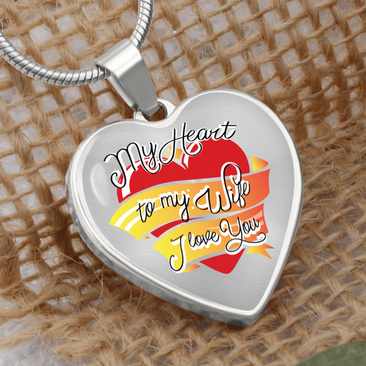 My heart to my wife - Graphic Heart Necklace - JustFamilyThings