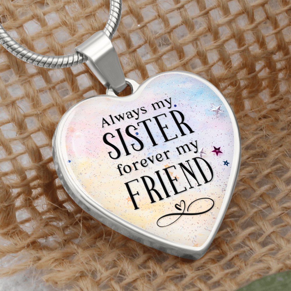 Always my sister - Graphic Heart Necklace - JustFamilyThings
