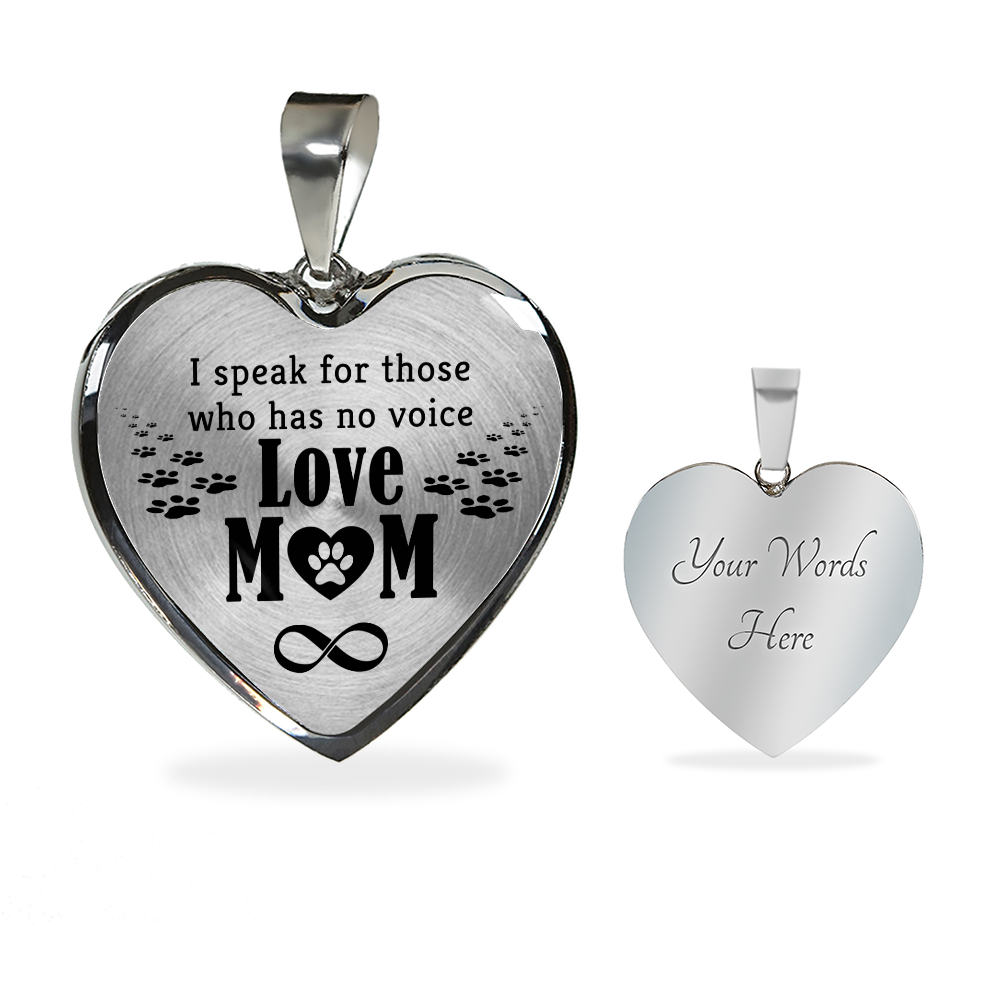 I speak for those who has no voice - Graphic Heart Necklace - JustFamilyThings