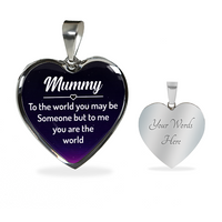 Load image into Gallery viewer, Mummy to the world you may be someone - Graphic Heart Necklace - JustFamilyThings
