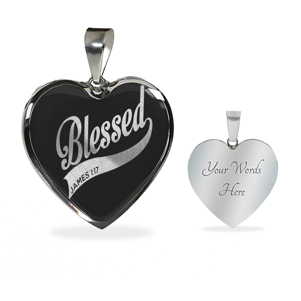 Blessed - Graphic Heart Necklace - JustFamilyThings